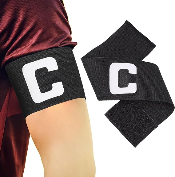 BESPORTBLE Adjustable Captain Arm Bands for Soccer, Elastic Soccer Captain Armband for Youth Kids and Adult, Black Polyester