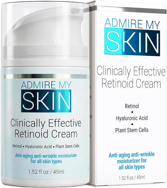 Admire My Skin Clinically Effective Retinoid Cream for Face 1.52oz | Anti Aging Retinol Moisturizer for Acne Prone Skin, Smooths Wrinkles & Fine Lines, Youthful Glow Formula