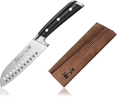 Cangshan TS Series 1020823 Swedish 14C28N Steel Forged 5-Inch Santoku Knife and Wood Sheath Set