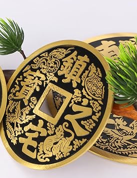 FENGSHUI-CAISHEN Top Brass Chinese Fortune Coins - Authentic Feng Shui Lucky Coins, Feng Shui Decor & Gifts for Home, Chinese Decor & Gifts