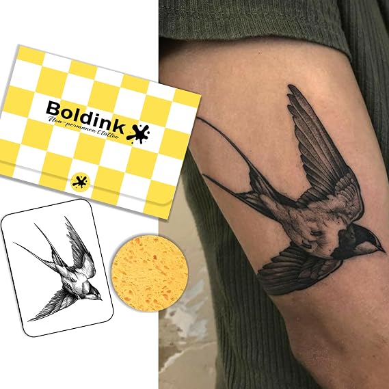 Bird Semi Permanent Tattoos for Adults Realistic Fake Tattoo Waterproof