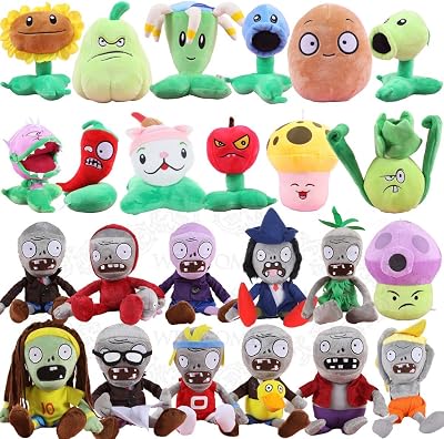 24 Pieces PVZ Figures Plush Toys Set,Lovely Stuffed Soft Game Zombies Doll Funny Gift,Bonus wPVC Kernel-Pult