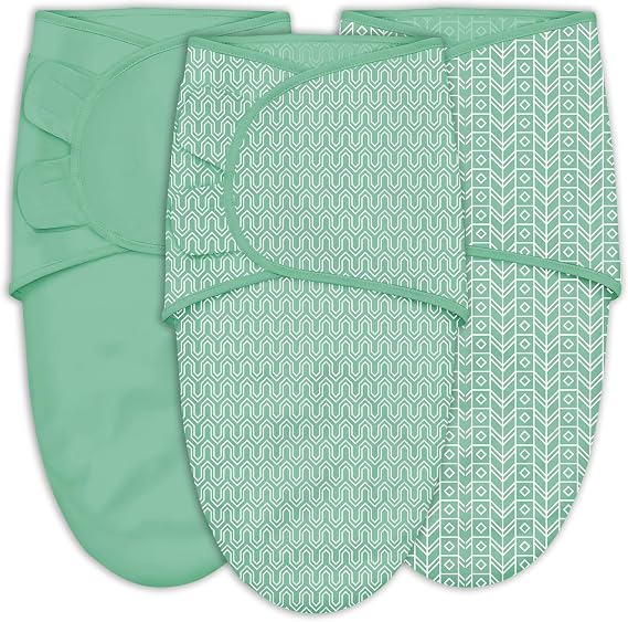 SWEET DOLPHIN 3-Pack Baby Swaddle Sleep Sacks - Newborn Swaddle Blanket with Soft Cotton - Ergonomic Wrap for Boys and Girls, 3-6 Months, Green