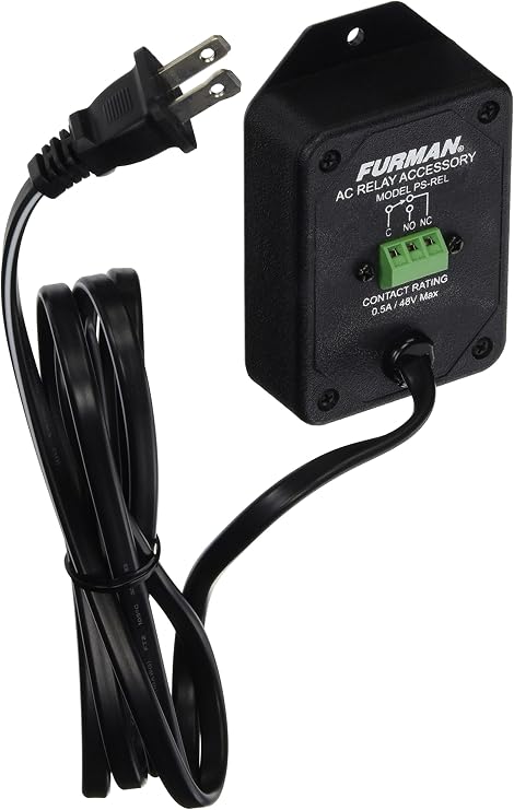 Furman PS-REL Power Relay Accessory | AC-sensing SPDT relay, 120V, NO/NC contacts, 6-ft cord, 4.375x2.5x1 in, Contractor Series