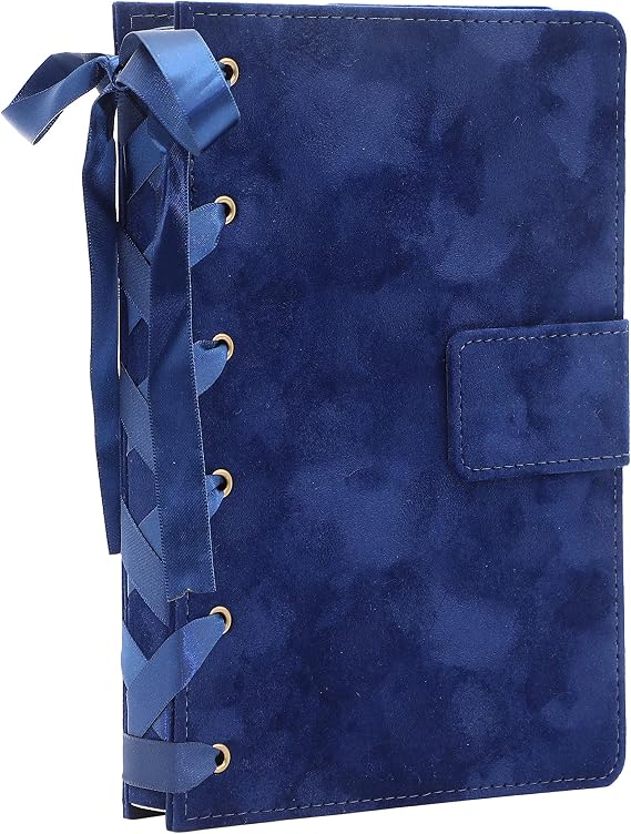 Velvet Journal Notebook,Hardcover RuledLined Journal,Writing Journals for women and Grils,Magnet Closure,Gold Edges,100GSM Thick Paper,A5 Notebook 5.9 X8.6 Inches,256 Pages.Blue
