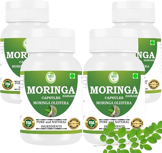 Organic Moringa Capsules | 240 Vegan Capsules | Pure Moringa Leaf Powder | Natural Plant-Based Superfood Supplement | Non-GMO, Gluten-Free, Lactose-Free, No Additives