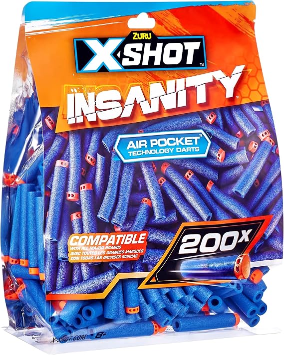 X-Shot Insanity 200PK Refill Darts Foilbag, XS-36624