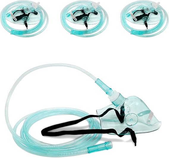 foqitoxi 3 Pack Adult Elongated Oxygen Mask for Oxygen Generator with 6.6' Tubing and Adjustable Elastic Strap(Size XL)