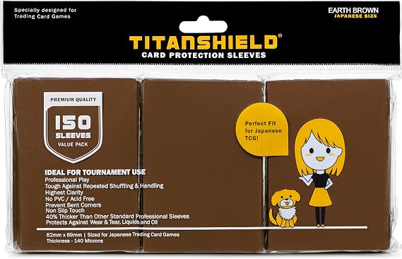 TitanShield (150 Sleeve/Earth Brown) Small Japanese Sized Trading Card Sleeves Deck Protector for Yu-Gi-Oh, Cardfight!! Vanguard & More