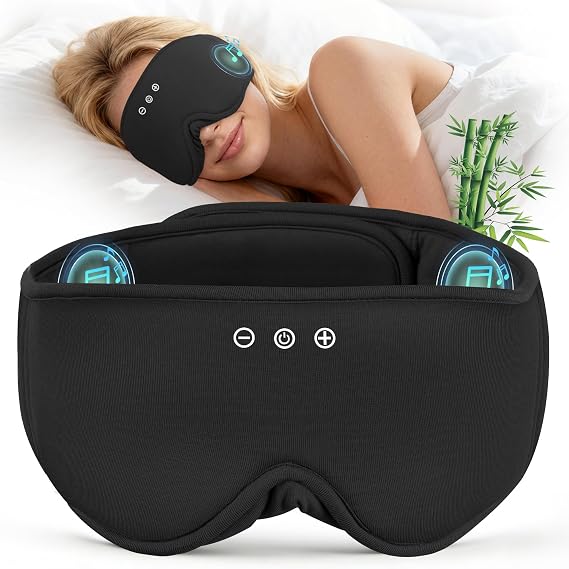 MUSICOZY Bluetooth Sleep Headphones, Wireless Sleep Mask with Bluetooth 5.4, Ultra-Thin Stereo Speakers, 14H Playtime, Comfortable Eye Mask for Side Sleepers, Travel & Relaxation Gifts for Men Women