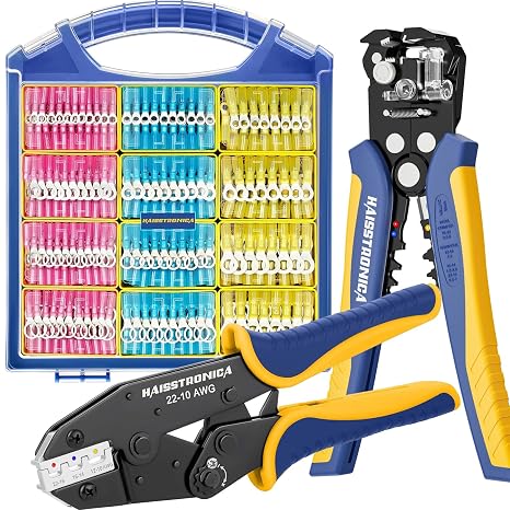 haisstronica 780PCS Heat Shrink Ring Connectors+Crimping Tool+Wire Stripper