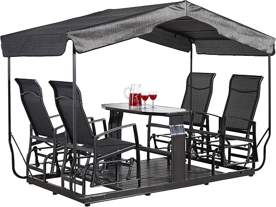 Sojag Houston 4-Seater Garden Glider Outdoor Weather-Resistant Aluminum Frame Swing, Gray