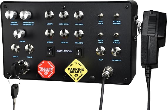 Sim-Panel Classic 2 Button Box for ATS/ETS2 (American Truck Simulator/Euro Truck Simulator) (Classic Finish with CB Communications (Matte Black))