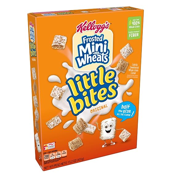 Kellogg's Breakfast Cereal, Frosted Mini-Wheats, Little Bites, Original, Low Fat, Excellent Source of Fiber, 15.2 oz Box