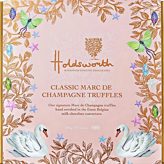 Holdsworth Chocolates Milk Chocolate Marc de Champagne Chocolate Truffles 185g Truly Scrumptious Champagne Truffles Luxury Chocolates. Valentine's Day, Mother's Day Classics.