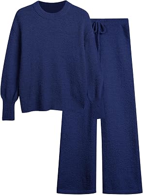 Womens 2 Piece Oversized Fuzzy Fleece Pajama Set Long Sleeve Fall Winter Pajamas Lounge Sets 2025 Trendy Pajamas
