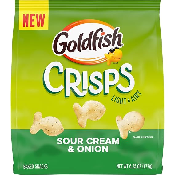 Goldfish Crisps Sour Cream & Onion Baked Chip Cracker Snacks, 6.25 Oz Bag