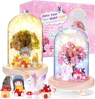DEUXPER 2 Packs DIY Fairy Night Light Craft Kits for Kids, Arts & Crafts Unicorn Nightlight Project Novelty Gift for Girls Ages 4 6 7 8 9 10