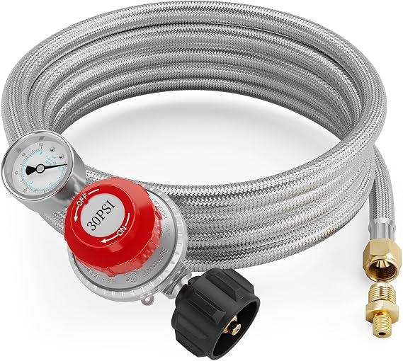 NUPICK 12FT Adjustable High Pressure Propane Regulator with Gauge