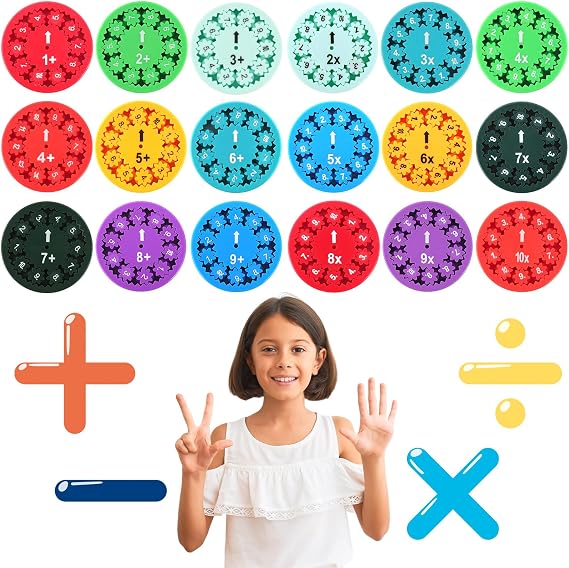 18PCS Maths Fidget Spinner, Educational Fidget Toys for Kids, Double Sided | Fidget Spinners for Kids, Spinner Toy for Home School (Addition Subtraction Multiplication Division), for Christmas