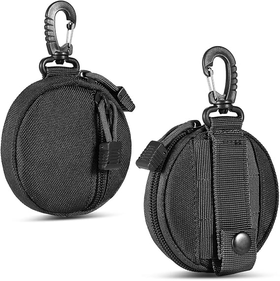 Extra Small Tactical Pouch, 1000D Nylon Round EDC Pod for Belt or Backpack, MOLLE Capsule for Wireless Earbuds Keys USB Cables, Compact Gear Organizer for Men Outdoor