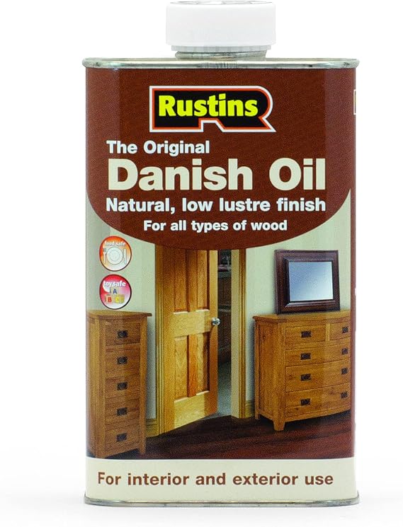 Rustins The Original Danish Oil 500ml | Rich, Natural Glow | Enhances Wood Grain Beautifully | Professional-Grade Finish | Easy DIY Application