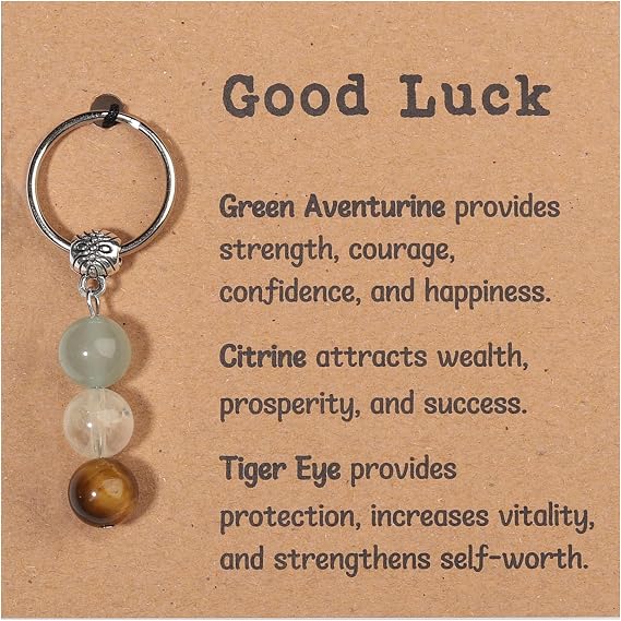 GINAZL Natural Crystals Keychain Gift for New Beginnings, New Beginnings Gifts for Coworker Anxiety Relief Keychain for Women