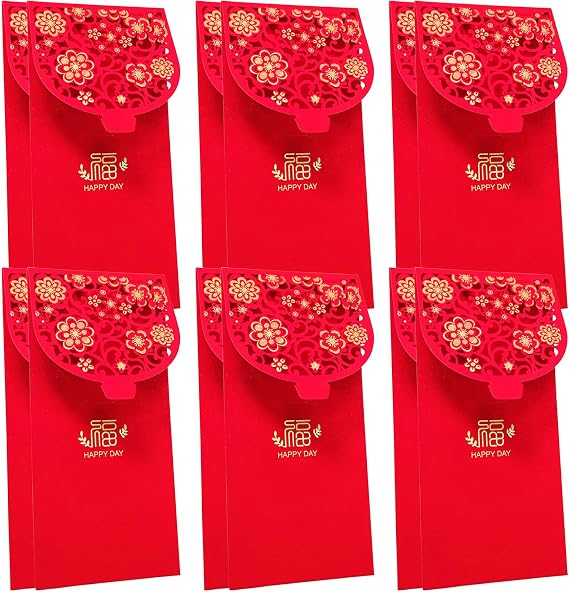10 Pcs Chinese New Year Red Envelopes - Chinese Red Pockets, Hong Bao Lucky Money Gift Envelopes for Spring Festival, Birthday, Wedding