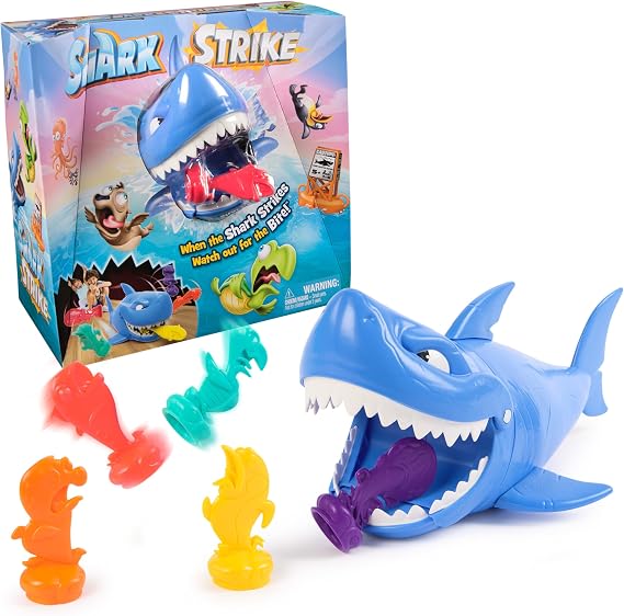 Spin Master Games Shark Strike Bowling Kids Game | Exciting Shark Bowling Action, Wind-Up Chomping Shark Shoots Forward to Knock Over Fish Pins, For 2-4 Players, Ages 5 & Up
