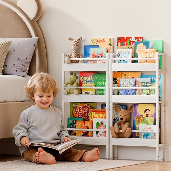 HAVLOTII Kids Bookshelf - Wall Mounted 6-Tier Book Shelf for Kids Rooms