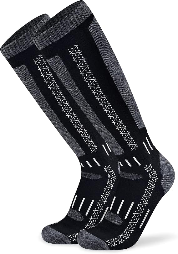 Busy Socks Winter Warm Merino Wool Knee High Socks for Skiing Snowboarding | Wool Blend Over the Calf Cushioned Soft Ski Socks for Men Women Outdoor Athletic Sports Cold Weather Snowing Hiking Camping