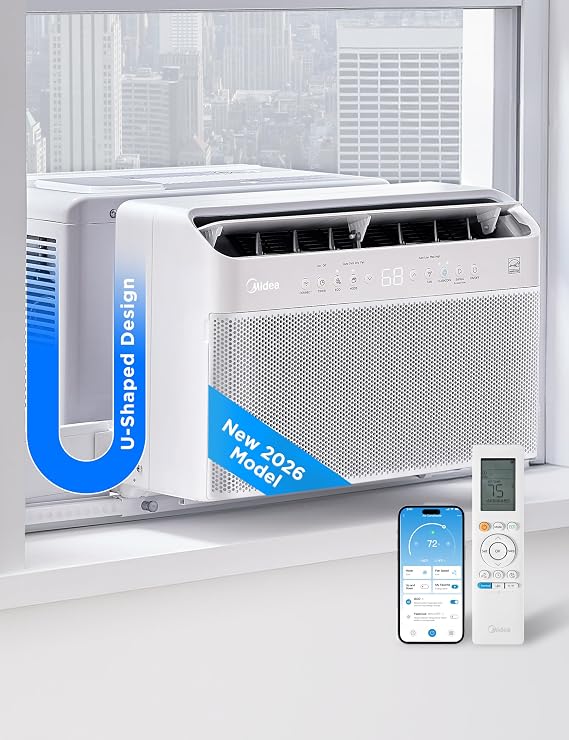 Midea 12,000 BTU U Shaped Window Air Conditioner, Cools up to 550 Sq Ft
