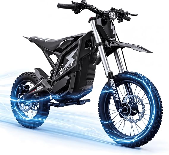 NEXVEY Electric Dirt Bike 4000W Max 160Nm 48V 27AH Wheelie Assist Dirt Bike | 50MPH Speed | 35Miles Range | Dual Suspension & Disc Brakes | One-Piece Forged Frame | Off-Road E-Motorcycle for Adults