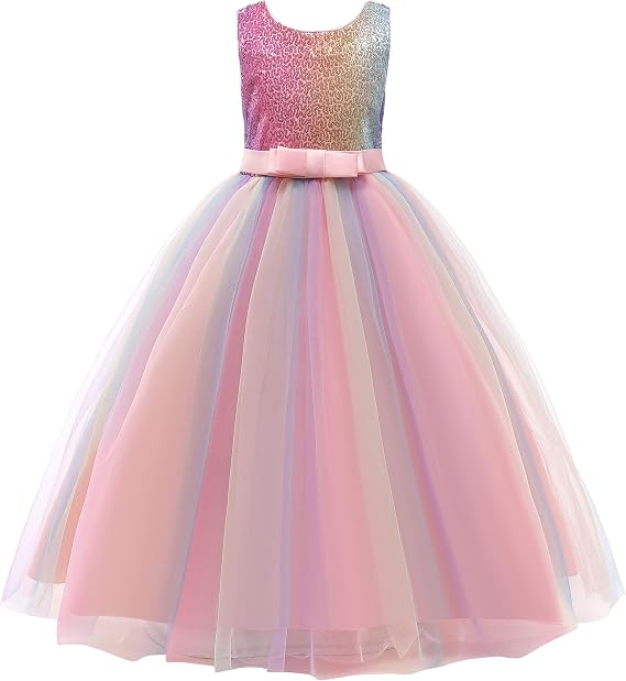 Glamulice Flower Girls Satin Tulle Bridesmaid Dress Long A Line Wedding Birthday Pageant Party Dresses
