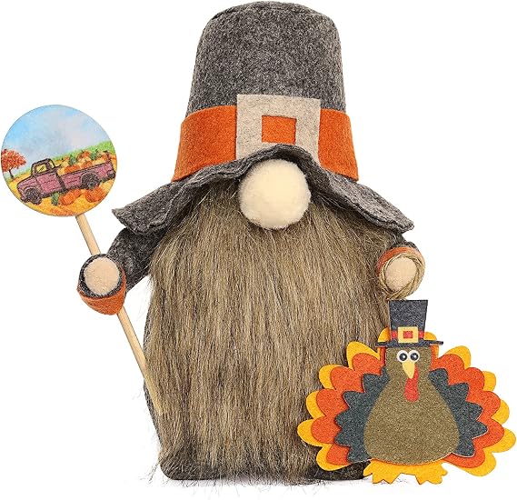 Gnomes Plush Toys with Turkeys Desktop Gnome Decoration Thanksgiving Day Handmade Dwarf Doll Faceless Ornaments(Gnomes Doll)
