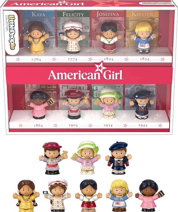Little People Collector American Girl 40th Anniversary Special Edition Figure Set for Fans, 8 Characters in a Display Package