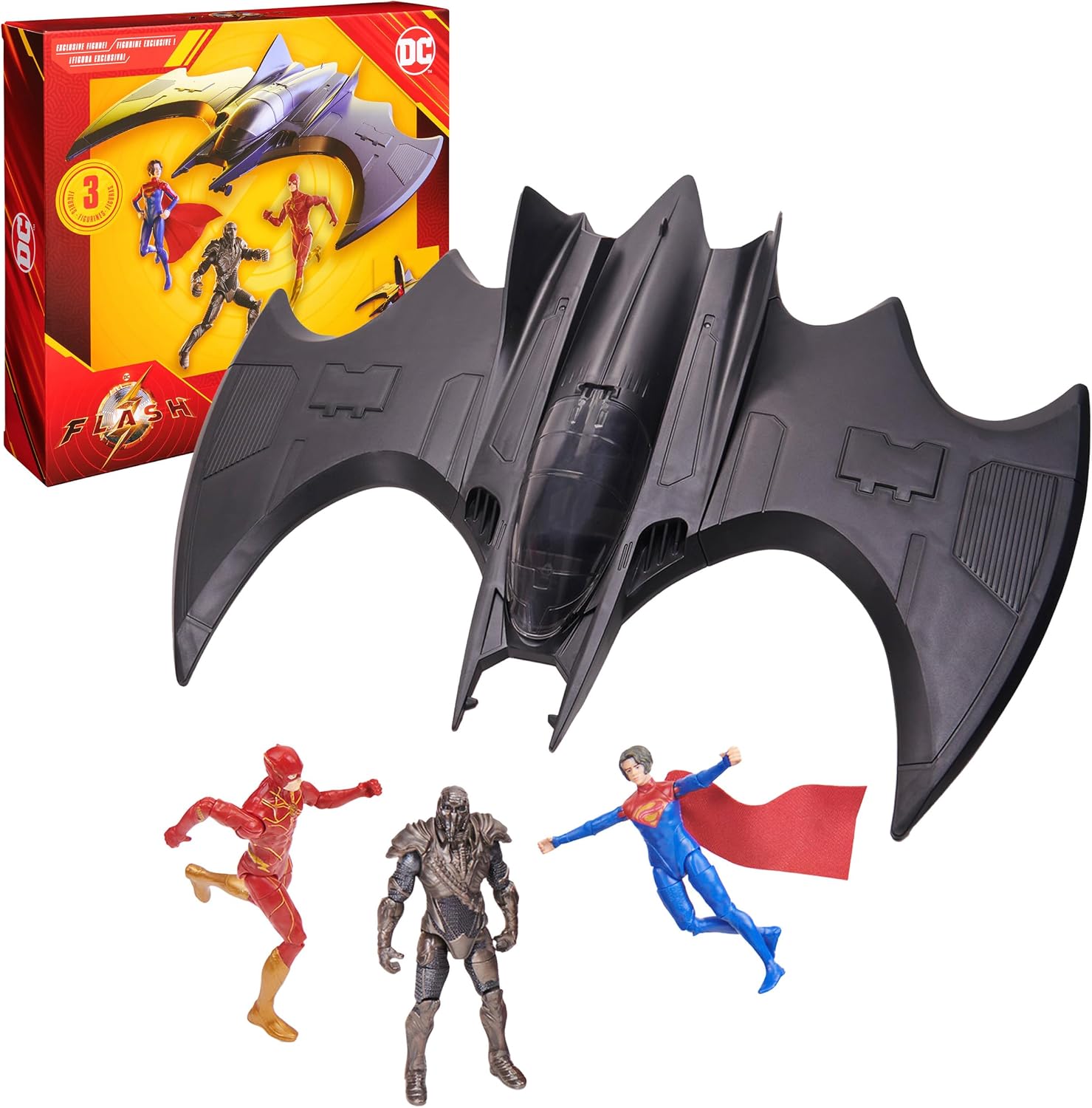 DC Comics, The Flash Batwing Savaş Seti (Amazon'a Özel) | Supergirl, NAM-Ek, Flash Aksiyon Figürleri, 4 inç | 3 Yaş ve Erkek Çocuk Oyuncakları