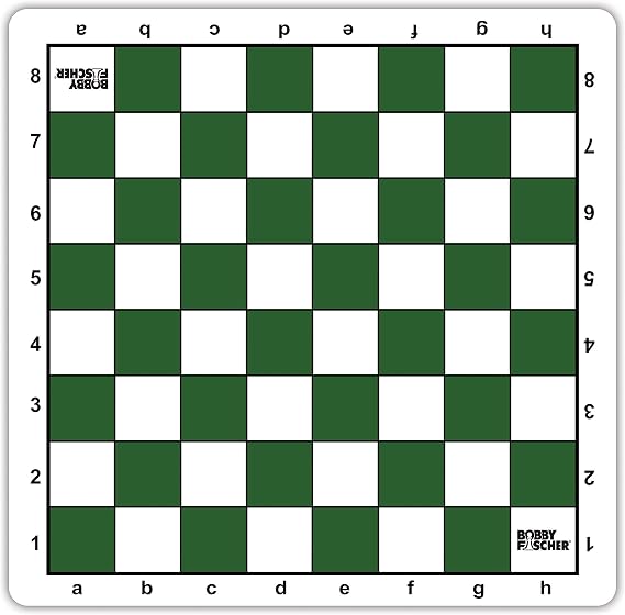 Bobby Fischer Tournament Roll Up Travel Chess Board - 20 inches - Mousepad Style with Green Squares by WE Games