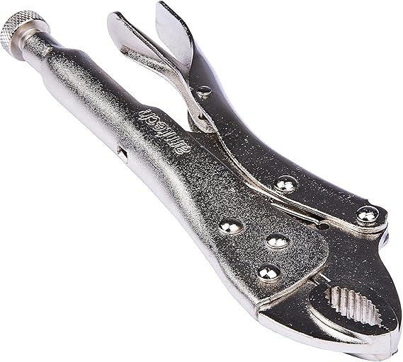 Amtech 250 mm (10 in) Locking Grip Pliers, Curved Serrated Jaws, Nickel Plated, Quick Release, High Clamping Force