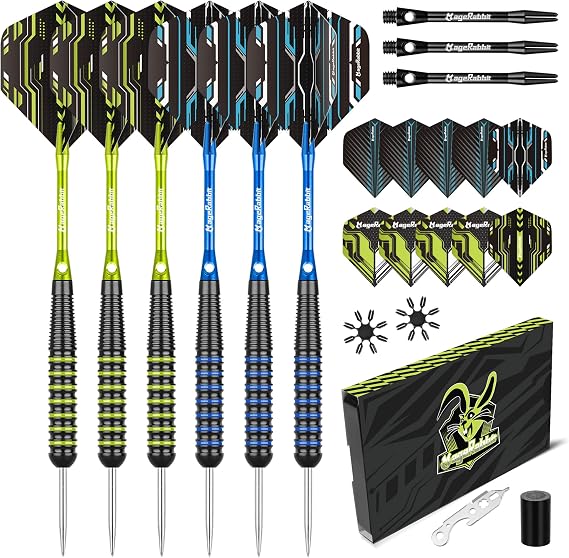 Steel Tip Darts Set 22g, 6 Pack with Accessories Kit