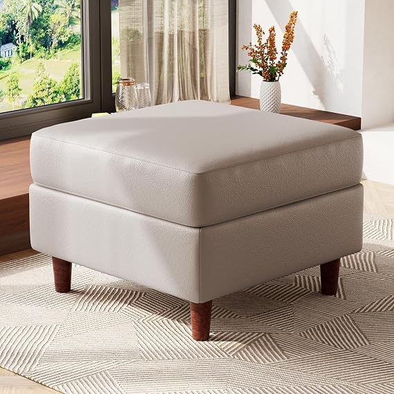 ABCASA Sofa Modular Sectional Faux Leather Sectional Sofa Module Whitesand