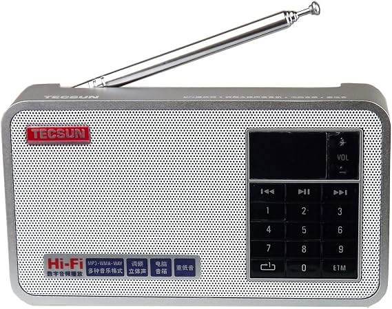 Tecsun X3 Built in an Aluminum case with Rechargeable FM Radio with ETM, MP3 Player with Built-in Micro SD Card Slot & Portable Hi-Fi Speaker with DSP Bass for Desktop & Laptop Computers, Color Silver