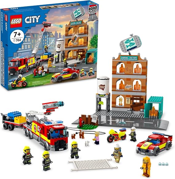 LEGO City Fire Brigade 60321 Building Set with Toy Fire Truck and Five Minifigures. Pretend Play Fire Engine Toy for Kids, Boys, and Girls Ages 7+