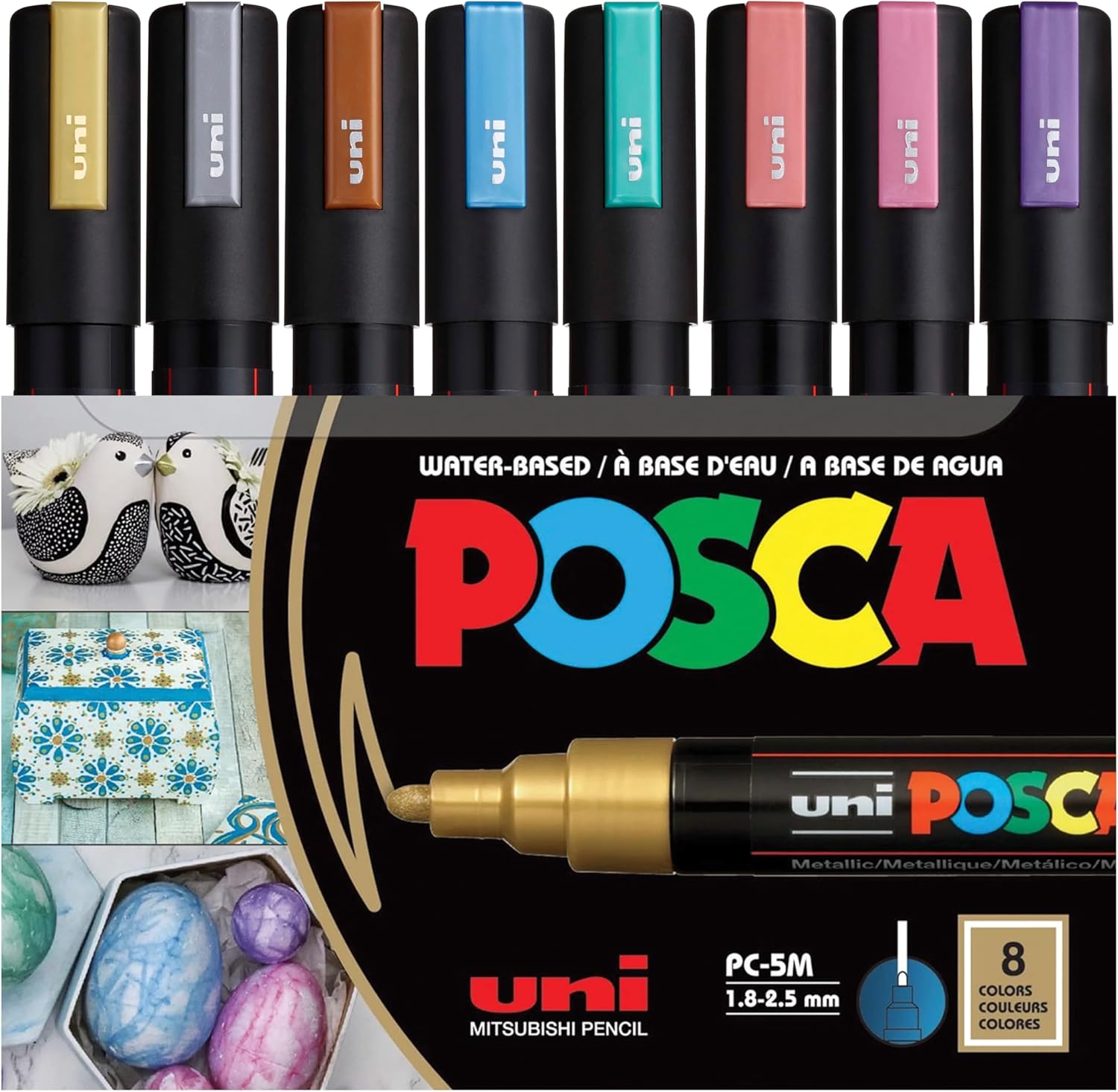 Uni Poster Marker Posca Set Pc-5m8c Mc Metallic Colors 8 Li
