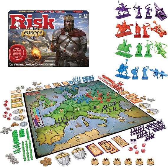 Risk Europe, Medieval Conquest Board Game, by Winning Moves Games USA | Siege Weapons, Archers, More, Ages 14+