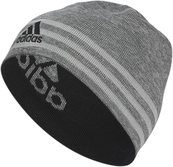 adidas Men's Reversible Skully Beanie | Warm Double-Layer Knit, Two Looks In One, Soft Acrylic Knit, Debossed 3-Stripes, Embroidered Logo, Cold-Weather Ready