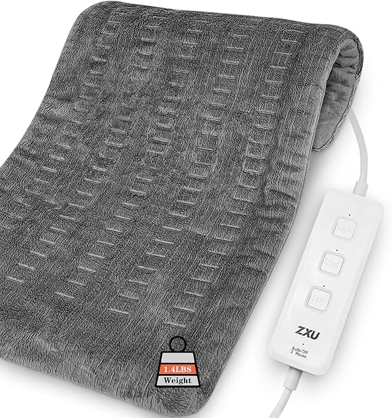 ZXU Weighted Heating Pad for Back Pain and Cramps Relief,12"x24" Large Heating Pad with Auto-Off, Moist Heat, for Neck, Shoulder, Machine Washable Hot Heated Pad