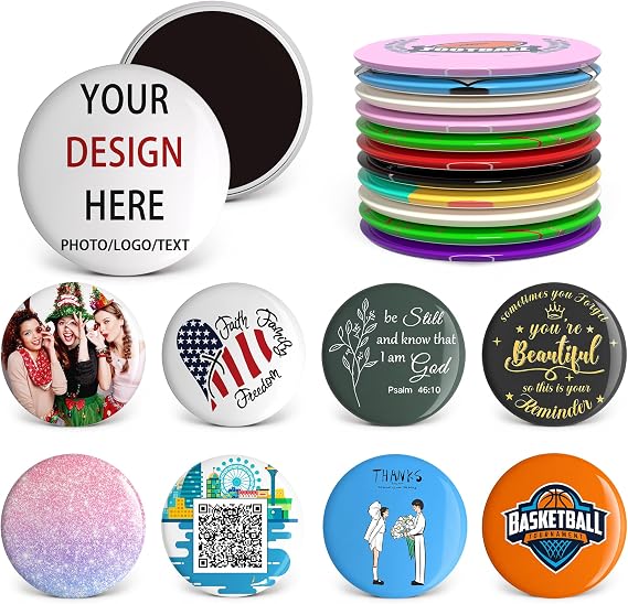 Custom Fridge Magnets Bulk,Pack 10-100 Personalized Photo Magnets with Your Picture/Logo/Text,Round Fridge Magnet Personalized Gift for Wedding Party Favor,Branding,Souvenir,Promotion,Event,Business