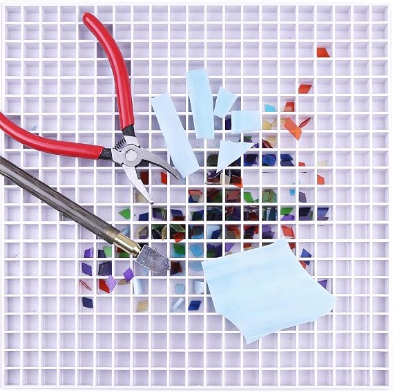 12''x12'' Stained Glass Cutting Mat with Tray, Suitable for Cutting Glass and Cutting Mats for Crafts, Auxiliary tool for collecting glass shards with Removable Double-layer Design, 1 Pack