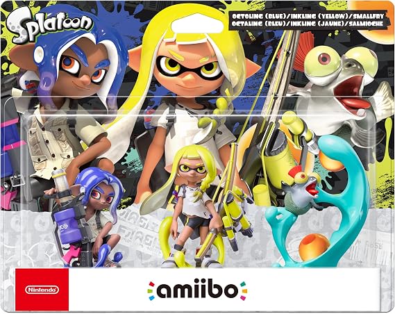 Amiibo Octaling (Bleu) + Inkling (Jaune) + Salmioche